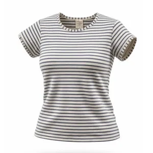 Nike Tennis Top Womens‎ Size Medium White Black Striped Short Sleeve Crew Neck thumbnail 1