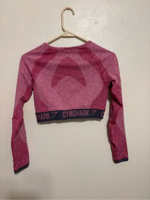 Gymshark Seamless Long Sleeve Crop Top Pink Marl Medium Athletic Workout Shirt thumbnail 7