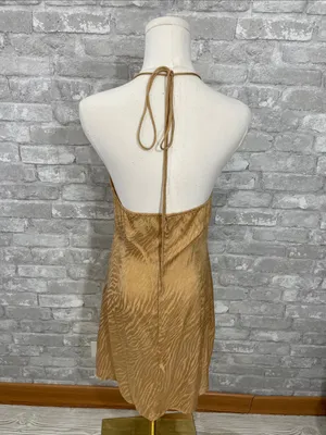 Motel Rocks Dress In Satin Zebra Caramel thumbnail 3