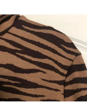 Tuckernuck Tiger Ellery knit midi dress Fall animal print sophisticated mock neck thumbnail 3