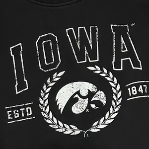 GDS University Iowa Hawkeyes Sweatshirt Womens M Black White Cotton Distressed thumbnail 3