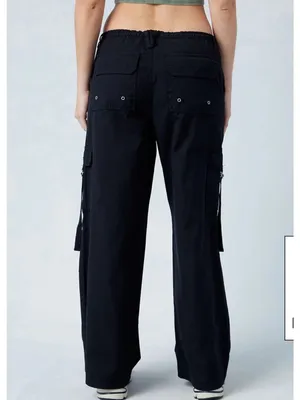 Pacsun Black Toggle Baggy Cargo Pants, Black, Large, NWT thumbnail 3