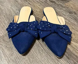 Crown & Ivy Embellished Bow Mule Flats – Size 6 thumbnail 1