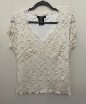 Rampage Lace Babydoll Blouse Top Size XL Cream Ivory Y2K Fairy Coquette Girly thumbnail 1