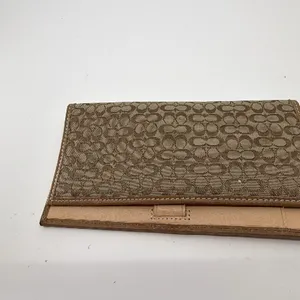 Coach Signature C Brown Canvas Leather Checkbook Cover thumbnail 2