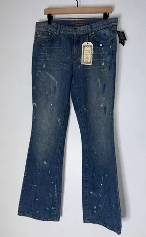 NWT Lauren Ralph Lauren Sydney Low Rise Boot Cut Paint Splatter Jeans‎ 10 thumbnail 1