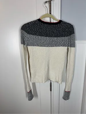 Madewell Striped Bouclé-Knit Cardigan Ivory And Navy Multi Stripe medium NEW thumbnail 7