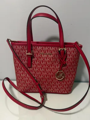 Michael Kors Pink-Red Signature Tote Satchel thumbnail 1