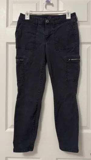 a.n.a Black Skinny Cargo Jeans with Zipper Pockets thumbnail 1