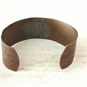 Vintage Handmade Copper BLESSED Mixed Metal Wide Cuff Bracelet thumbnail 6