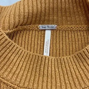 Free People Mustard Yellow‎ Ribbed Mock Neck Cropped Boxy Sweater thumbnail 3