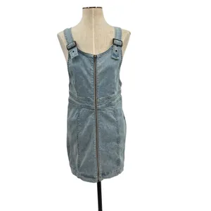 Free People Modern Femme Denim Jumper Dress Zip Front Overall Mini Size‎ 10 NWT thumbnail 3