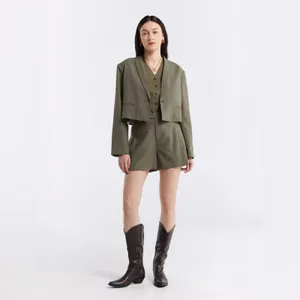 Lattelier SET Olive Green Blazer Short 2 Piece Set‎ Women’s Size S thumbnail 3