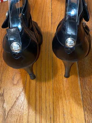 Coach Black Leather Peep Toe Button Gladiator Heels thumbnail 8
