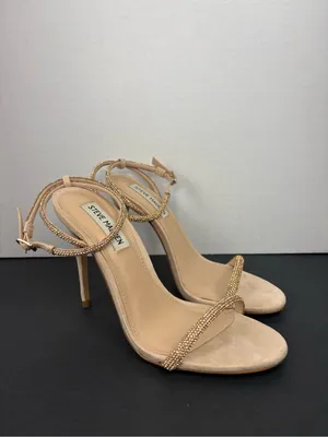 Steve Madden Nude Gold Embellished Ankle-Strap Heels thumbnail 4