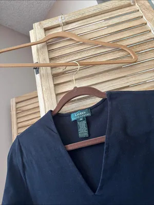 Lauren Ralph Lauren Deep Black V-Neck Top Medium thumbnail 2