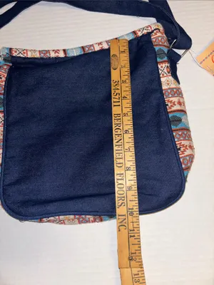 Canyon Sky Blue Denim Bag With Southwestern Embroidery Along Edges Multicolored thumbnail 8