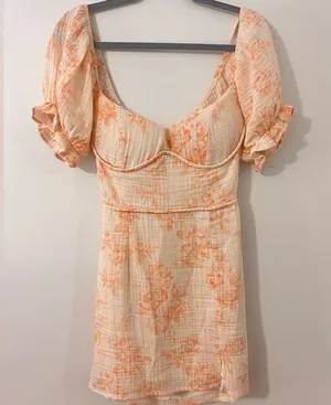 Olivaceous Dress in Orange floral pattern thumbnail 1