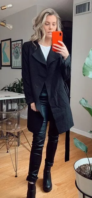 H&M Black Trench Coat thumbnail 1