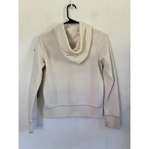 Abercrombie & Fitch Women Cream Full Zip Hoodie Logo Sleeve Vintage 1892 Large thumbnail 3