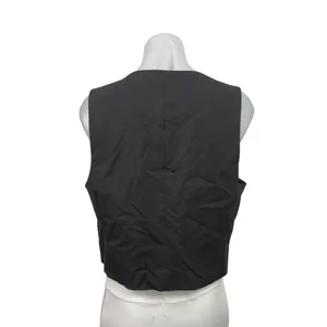 NEW Zara Women's Black Sleeveless V Neck Button Down Cropped Vest Top Size L thumbnail 3