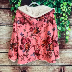 Urban Outfitters Inspired Beatriz Fuzzy Reversible Coat Jacket L Floral Fleece thumbnail 3