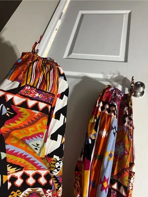 Vibrant Multicolor Boho Print Harem Pants Red Size L thumbnail 3