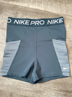 Nike Pro Women's Slate Blue High-Waist Athletic Shorts thumbnail 4