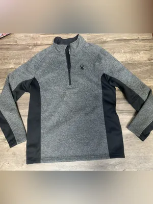 Spyder Women’s XL Gray Black Quarter Zip Pullover Sweater Athletic Top thumbnail 2