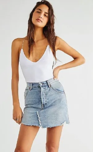 FREE PEOPLE We The Free Denim Brea Cutoff Skirt in Mile High Blue thumbnail 1