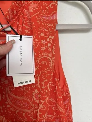 NEW Anthropologie Paisley tiered Mini Dress Sleeveless XSMALL Orange pink thumbnail 7
