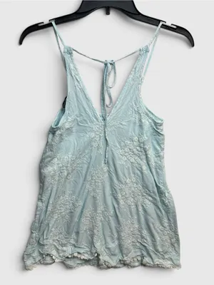 In Bloom by Jonquil Blue Embroidered Boho Camisole Tank Top XS thumbnail 4