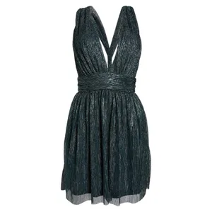 Lulus Ailey Gold and Teal Blue Skater Mini Dress Teal Blue M NWT thumbnail 7
