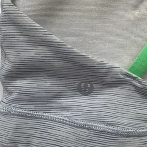 Lululemon size 6 Light Gray Striped Sports Bra lime Green strappy gym workout at thumbnail 6
