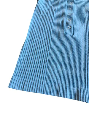 Intimately Free People Blue Henley Tank Top Stretchy Textured Fitted Medium NWT thumbnail 2