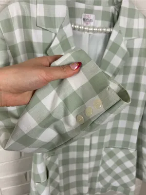 JR Bentley Green Check Gingham Plaid Blazer Size 14 thumbnail 6