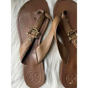 Tory Burch Tan Leather Flip Flops with Buckle size 8 thumbnail 2