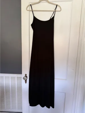 ASOS Classic Black Maxi Slip Dress with Thin Straps thumbnail 6