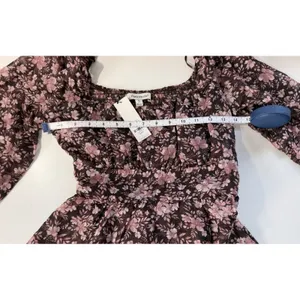 Francescas Brown Pink Floral Tie Back Balloon Sleeve Top Size‎ Small NWT $46 thumbnail 5
