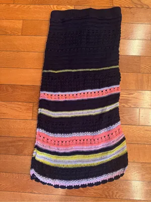 Anthropologie Maeve Antonella Crochet Midi Skirt Navy Striped Small EUC thumbnail 6