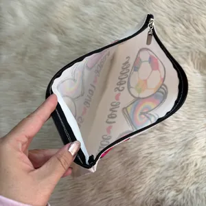 Peace Love Soccer Rainbow Graphic Zip Pouch White thumbnail 3