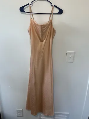 Anthropologie Flat White Champagne Slip Dress- Size Small thumbnail 2