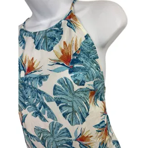 Roxy Halter Sleeveless Tropical Beach Palm Leaf Floral Mini Dress XS NWT thumbnail 4