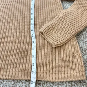 Quince Fisherman Crew Sweater Women XS Camel 100% Organic Cotton Ribbed Knit Top thumbnail 11
