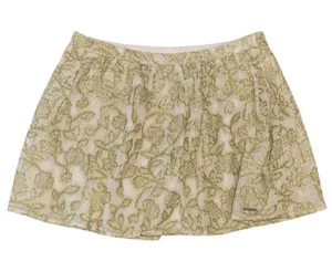NWT Abercrombie Gold Metallic Floral Lace Mini Skirt Lined Shimmer Size M lace thumbnail 1