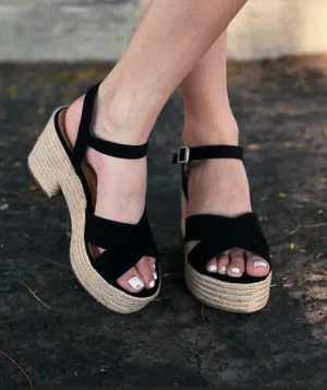 Black Espadrille Chunky Heel Wedge thumbnail 2