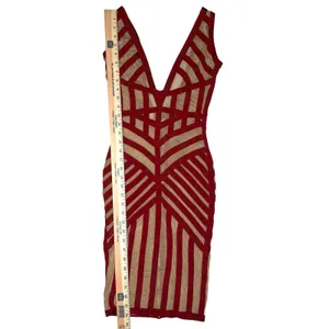 HOUSE OF CB London Genevieve Crimson Bandage And Beige Mesh‎ Dress thumbnail 12
