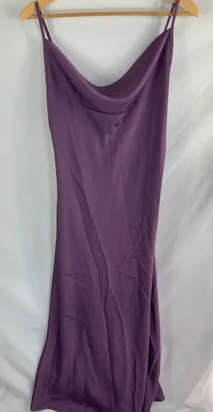 Shein Satin Purple Sleeveless Scoop Neck Maxi Dress Size Large thumbnail 1