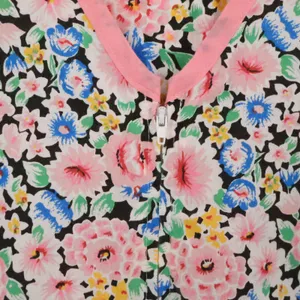 Vintage 80s Artistic Fantasy Floral House Dress Womens Size L Pink Lounge Pocket thumbnail 3