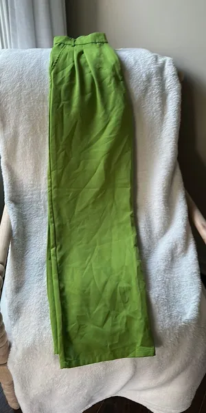 Shein Slacks Wide-Leg Flowy lime green thumbnail 2